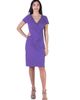 24seven Comfort Apparel 24seven Comfort Apparel Petites Short Sleeve Knee Length Faux Wrap Dress - 1