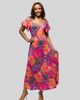 24seven Comfort Apparel 24seven Comfort Apparel Pink Paisley Cold Sholder Ruffle Sleeve A-Line Maxi Dress - 1
