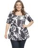 24seven Comfort Apparel 24seven Comfort Apparel Plus Size Abstract Scoop Neck Elbow Sleeve Tunic Top - 1