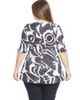 24seven Comfort Apparel 24seven Comfort Apparel Plus Size Abstract Scoop Neck Elbow Sleeve Tunic Top - 3