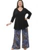 24seven Comfort Apparel 24seven Comfort Apparel Plus Size Animal Print V Neck Long Sleeve Swing Tunic Top and Pant Set - 1