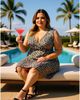 24seven Comfort Apparel 24seven Comfort Apparel Plus Size Cheetah V-Neck Sleeveless Faux Wrap Tulip Hem Midi Dress - 5