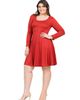 24seven Comfort Apparel 24seven Comfort Apparel Plus Size Classic Long Sleeve Flared Mini Dress - 2
