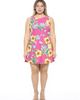 24seven Comfort Apparel 24seven Comfort Apparel Plus Size Floral Round Neck Sleeveless A-Line Mini Shift Dress - 1