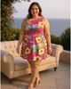 24seven Comfort Apparel 24seven Comfort Apparel Plus Size Floral Round Neck Sleeveless A-Line Mini Shift Dress - 5