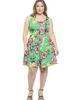 24seven Comfort Apparel 24seven Comfort Apparel Plus Size Floral Sleeveless Pleated Pocket Skater Dress - 1