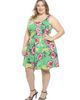 24seven Comfort Apparel 24seven Comfort Apparel Plus Size Floral Sleeveless Pleated Pocket Skater Dress - 2