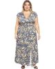 24seven Comfort Apparel 24seven Comfort Apparel Plus Size Floral V-Neck Cap Sleeve Side Slit Pocket Maxi Dress - 1