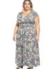 24seven Comfort Apparel 24seven Comfort Apparel Plus Size Floral V-Neck Cap Sleeve Side Slit Pocket Maxi Dress - 2