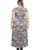 24seven Comfort Apparel 24seven Comfort Apparel Plus Size Floral V-Neck Cap Sleeve Side Slit Pocket Maxi Dress - 3
