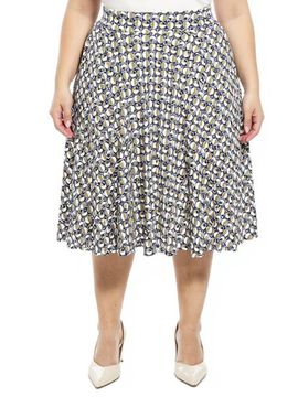 24seven Comfort Apparel 24seven Comfort Apparel Plus Size Geometric Elastic Waist Pocket A-Line Midi Skirt