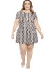 24seven Comfort Apparel 24seven Comfort Apparel Plus Size Geometric Short Sleeve Round Neck Mini Shift Dress - 1