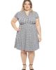 24seven Comfort Apparel 24seven Comfort Apparel Plus Size Geometric V-Neck Faux Wrap Knee Length A-Line Dress - 1