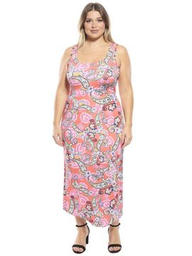 24seven Comfort Apparel 24seven Comfort Apparel Plus Size Paisley Scoop Neck Sleeveless Racerback Tank Maxi Dress