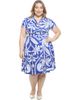 24seven Comfort Apparel 24seven Comfort Apparel Plus Size Paisley V-Neck Faux Wrap Knee Length A-Line Dress - 1