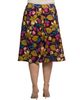 24seven Comfort Apparel 24seven Comfort Apparel Plus Size Purple Floral Elastic Waist Pocket Midi Skirt - 3