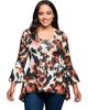24seven Comfort Apparel 24seven Comfort Apparel Plus Size Scoop Neck Bell Sleeve Tunic Top Animal Print - 1