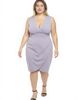 24seven Comfort Apparel 24seven Comfort Apparel Plus Size Solid V-Neck Sleeveless Faux Wrap Tulip Hem Midi Dress - 1