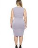 24seven Comfort Apparel 24seven Comfort Apparel Plus Size Solid V-Neck Sleeveless Faux Wrap Tulip Hem Midi Dress - 3