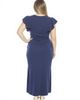 24seven Comfort Apparel 24seven Comfort Apparel Plus Size Solid V-Neck Tulip Hem Ruffle Sleeve Faux Wrap Maxi Dress - 3
