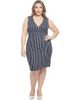 24seven Comfort Apparel 24seven Comfort Apparel Plus Size Striped V-Neck Sleeveless Faux Wrap Tulip Hem Midi Dress - 1