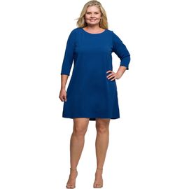 24seven Comfort Apparel 24seven Comfort Apparel Plus Size Three Quarter Sleeve A Line Knee Length Dress