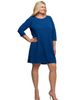 24seven Comfort Apparel 24seven Comfort Apparel Plus Size Three Quarter Sleeve A Line Knee Length Dress - 2