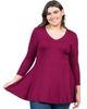 24seven Comfort Apparel 24seven Comfort Apparel Plus Size Three Quarter Sleeve V Neck Tunic Top - 1