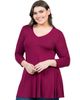 24seven Comfort Apparel 24seven Comfort Apparel Plus Size Three Quarter Sleeve V Neck Tunic Top - 2