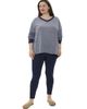 24seven Comfort Apparel 24seven Comfort Apparel Plus Size Two Tone V Neck Long Sleeve Top and Legging Set - 1