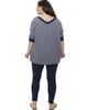 24seven Comfort Apparel 24seven Comfort Apparel Plus Size Two Tone V Neck Long Sleeve Top and Legging Set - 3