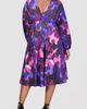 24seven Comfort Apparel 24seven Comfort Apparel Print Long Sleeve Pleat Fit & Flare Dress - 2