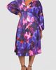 24seven Comfort Apparel 24seven Comfort Apparel Print Long Sleeve Pleat Fit & Flare Dress - 3