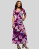 24seven Comfort Apparel 24seven Comfort Apparel Purple Floral Print Elbow Sleeve Casual A-Line Maxi Dress - 2