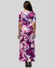 24seven Comfort Apparel 24seven Comfort Apparel Purple Floral Print Elbow Sleeve Casual A-Line Maxi Dress - 3