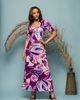 24seven Comfort Apparel 24seven Comfort Apparel Purple Floral Print Elbow Sleeve Casual A-Line Maxi Dress - 5