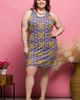 24seven Comfort Apparel 24seven Comfort Apparel Quatrefoil Floral Print U-Neck Sleeveless Dress - 5