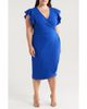 24seven Comfort Apparel 24seven Comfort Apparel Ruffle Sleeve Stretch Faux Wrap Dress - 1