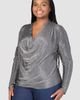 24seven Comfort Apparel 24seven Comfort Apparel Shimmer Knit Cowl Neck Top - 3