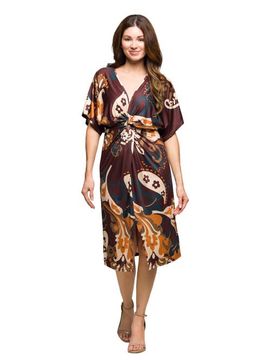 24seven Comfort Apparel 24seven Comfort Apparel Short Sleeve Knot Front Midi Dress