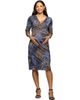24seven Comfort Apparel 24seven Comfort Apparel Three Quarter Sleeve Faux Wrap Dress - 1