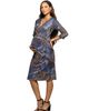 24seven Comfort Apparel 24seven Comfort Apparel Three Quarter Sleeve Faux Wrap Dress - 2