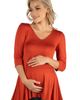 24seven Comfort Apparel 24seven Comfort Apparel Three Quarter Sleeve V-neck Maternity Tunic Top - 1