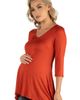 24seven Comfort Apparel 24seven Comfort Apparel Three Quarter Sleeve V-neck Maternity Tunic Top - 2