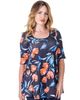 24seven Comfort Apparel 24seven Comfort Apparel Tulip Print Elbow Sleeve Casual Tunic Top - 2