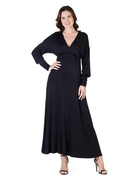 24seven Comfort Apparel 24seven Comfort Apparel V-Neck Long Sleeve Maxi Dress