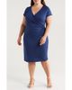 24seven Comfort Apparel 24seven Comfort Apparel V-Neck Stretch Faux Wrap Dress - 1