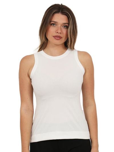 24seven Comfort Apparel 24seven Comfort Apparel Womens Basic Ribbed Knit Round Neck Sleeveless Tank Top
