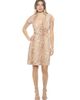 24seven Comfort Apparel 24seven Comfort Apparel Womens Cheetah Collar Knee Length Side Tie Wrap Dress - 1