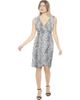 24seven Comfort Apparel 24seven Comfort Apparel Womens Cheetah V-Neck Sleeveless Faux Wrap Tulip Hem Midi Dress - 1